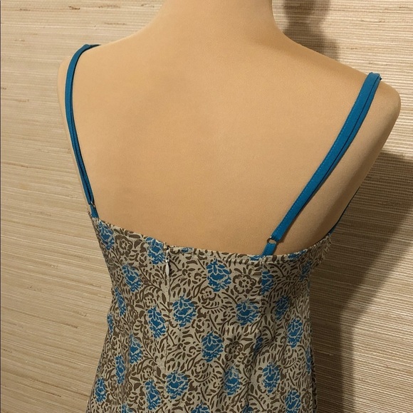 Motel V-neck Midi Slip Bohemian Batik Blue Pattern Midi Dress size XS - Picture 8 of 11